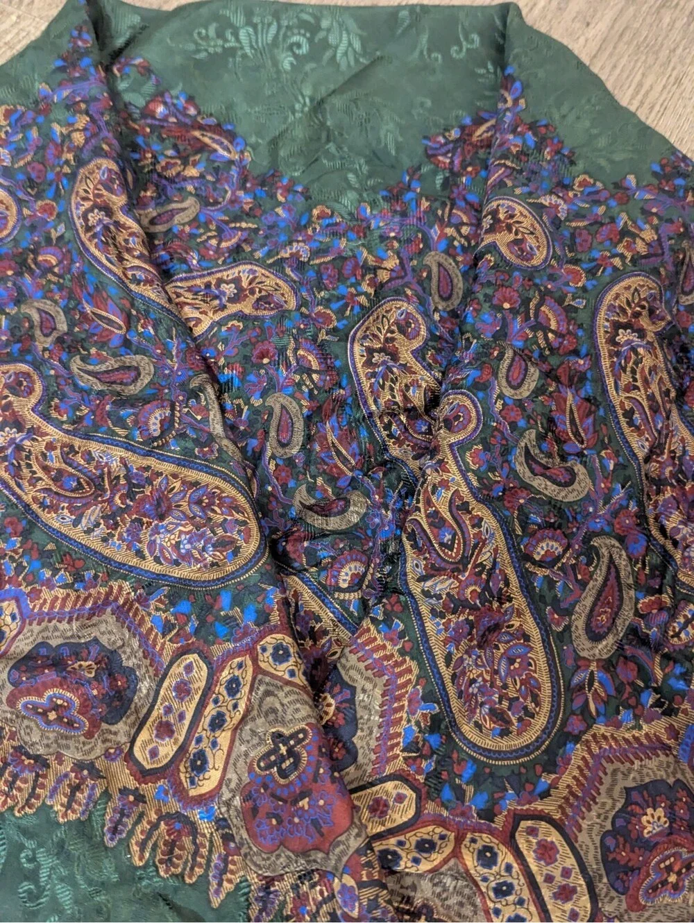 Polo Ralph Lauren green paisley silk scarf